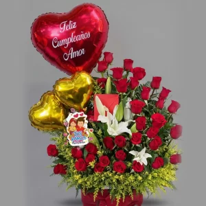 Arreglo de rosas y lirio
