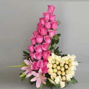 Arreglo bajada corazón de chocolates