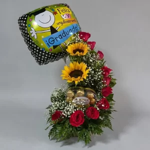 Arreglo 2 girasoles con chocolates