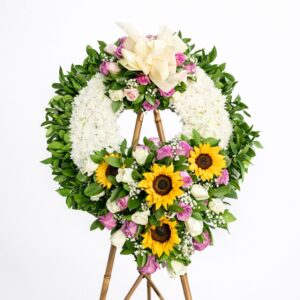 CORONA FUNEBRE CON PEDESTAL