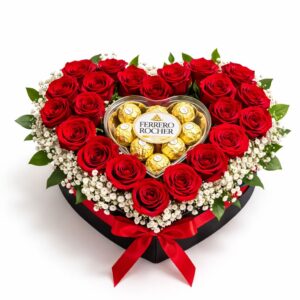 CORAZON EN CAJA DE ROSAS