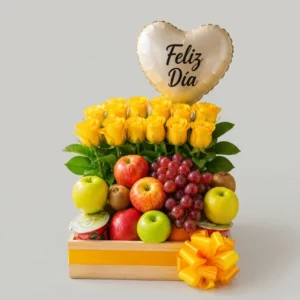 BANDEJA ROSAS AMARILLAS Y FRUTAS